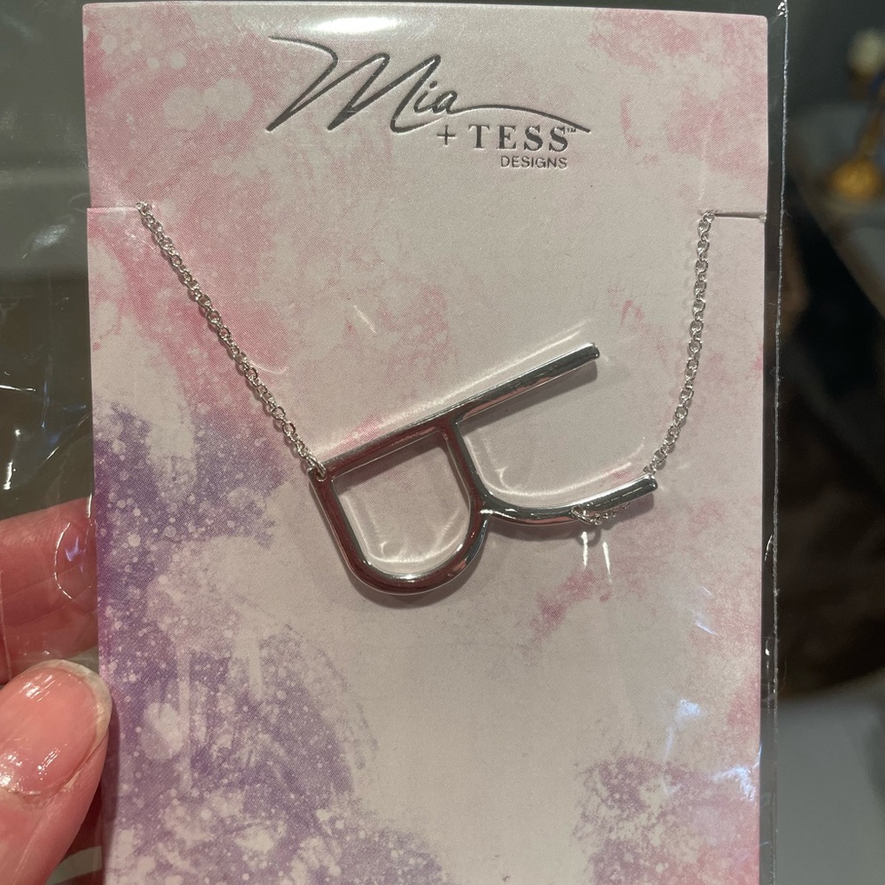 Mia + Tess Letter R silver tone Necklace